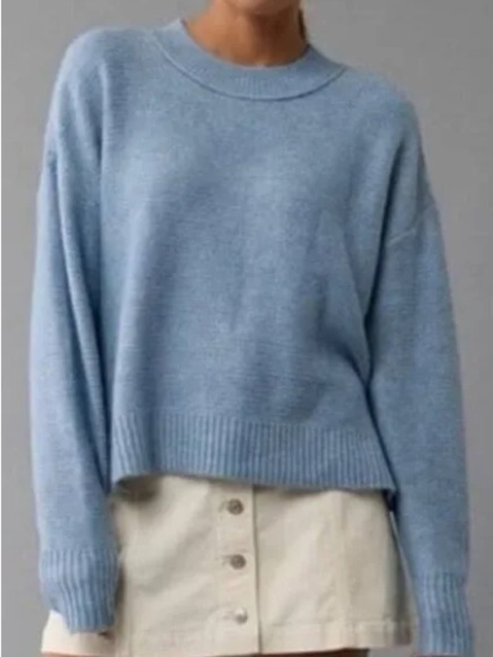 American Eagle Soft Blue Oversized Crewneck Sweater
